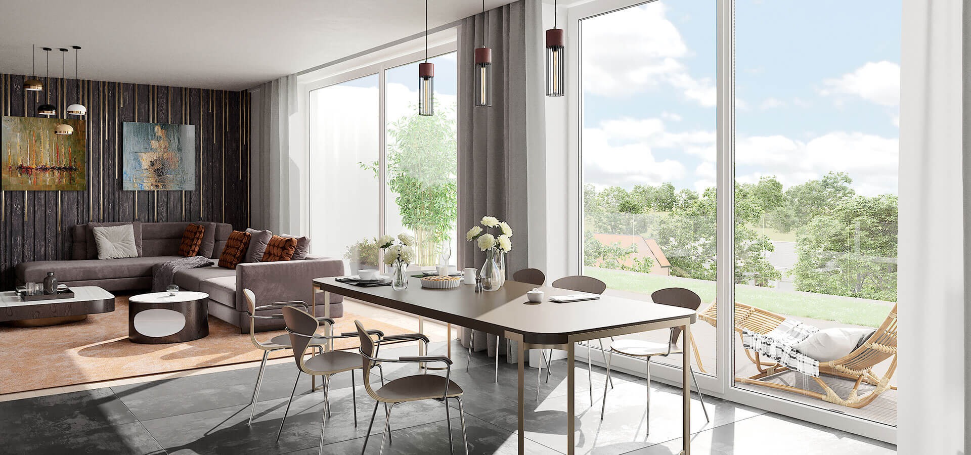 Esszimmer mit direktem Terrassenzugang
